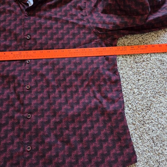 Robert Graham Mens 2XL Red Black Zigzag Pattern Long Sleeve Flip Cuff Button Up - Picture 7 of 8